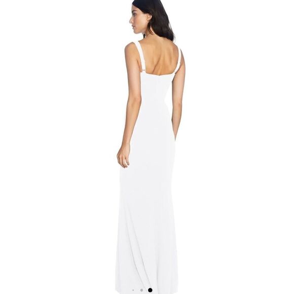NEW - DRESS THE POPULATION Off White Estella Crepe Trumpet Gown - Large / L - Picture 7 of 8